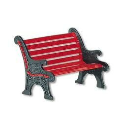 RED WROUGHT IRON PARK BENCH